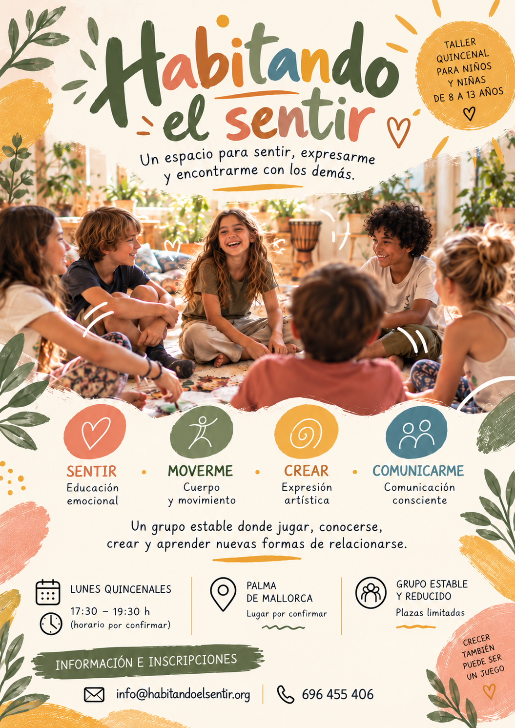 Habitando el sentir. Taller quincenal para niños y niñas de 8 a 13 años en Palma de Mallorca.